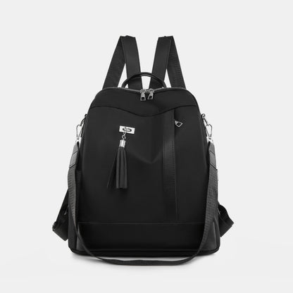 - Tassel Oxford Cloth Backpack - Black / One Size - Optima Women