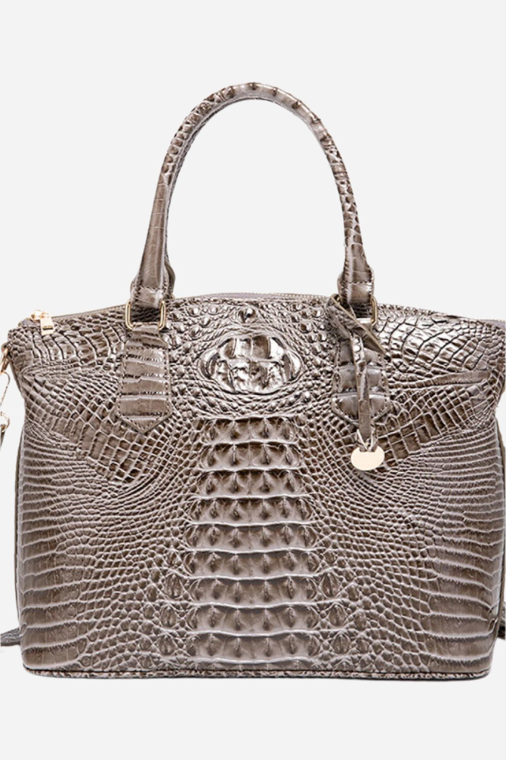 - Classic Croc-Embossed Handbag - Taupe / One Size - Optima Women