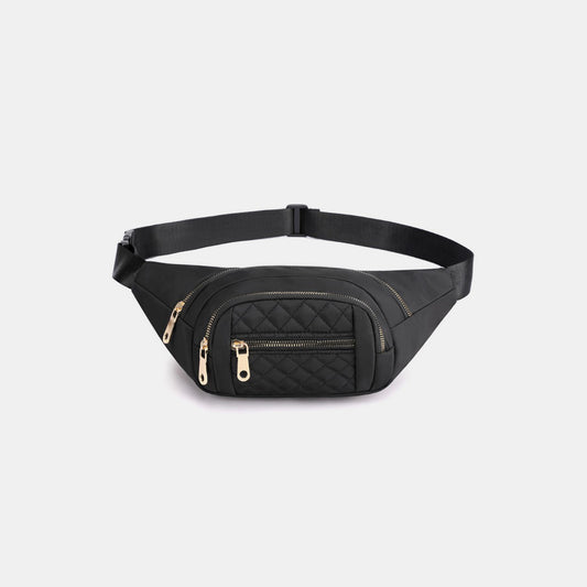 - Quilted Multi Pocket Fanny Pack - Black / One Size - Optima Women