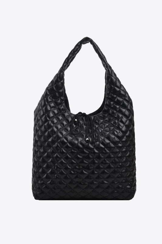 - Quilted Leather Handbag - Black / One Size - Optima Women