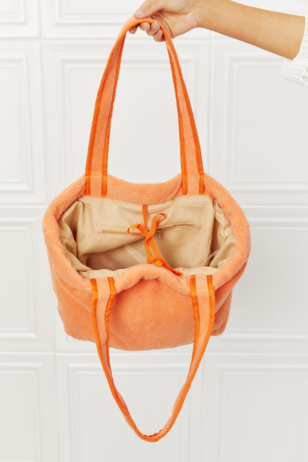 - Tangerine Plush Tote Bag - Tangerine / One Size - Optima Women