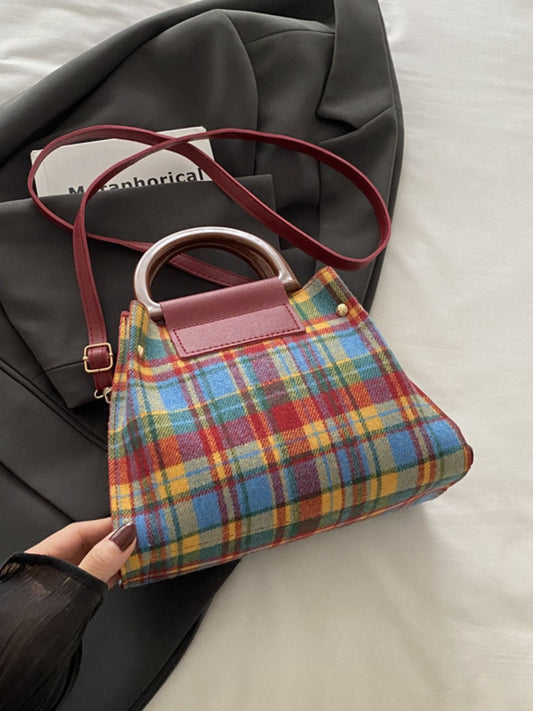 - Contrast Plaid Crossbody Bag - Multi / One Size - Optima Women