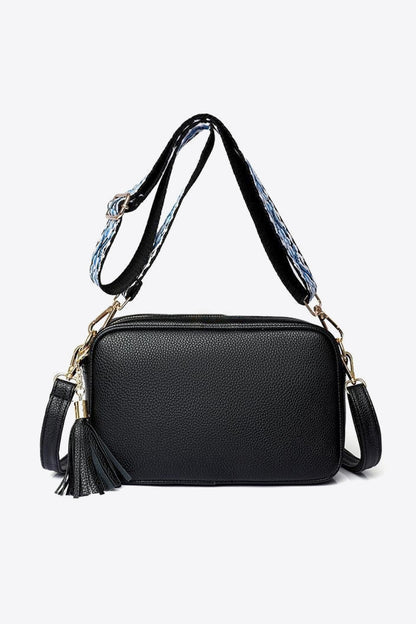 - Classic Leather Tassel Crossbody Bag - Black / One Size - Optima Women