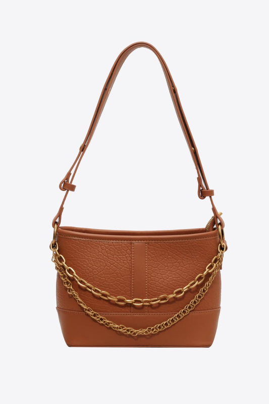 - Chain Accent Shoulder Bag - Caramel / One Size - Optima Women