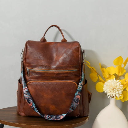 - Classic Leather Convertible Backpack - Coffee Brown / One Size - Optima Women