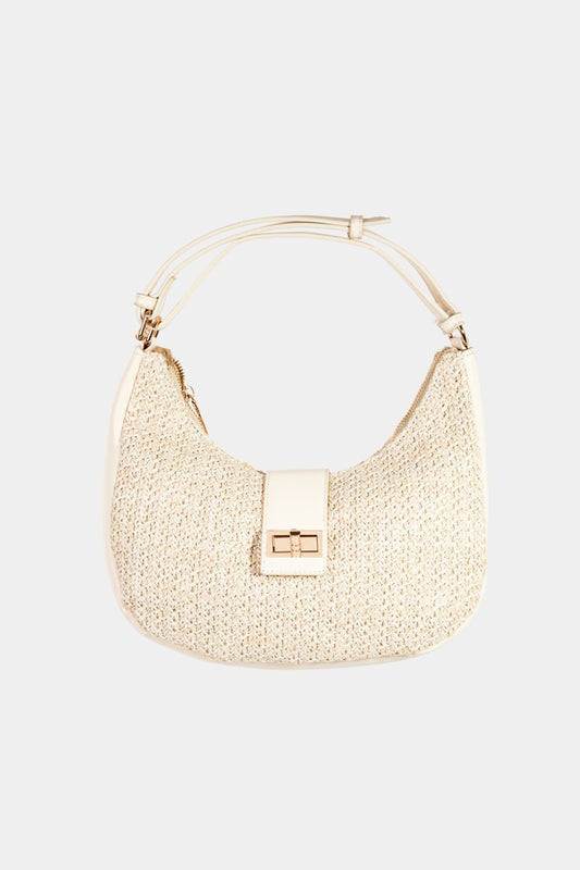 - Classic Straw Braided Hobo Bag - Ivory / One Size - Optima Women