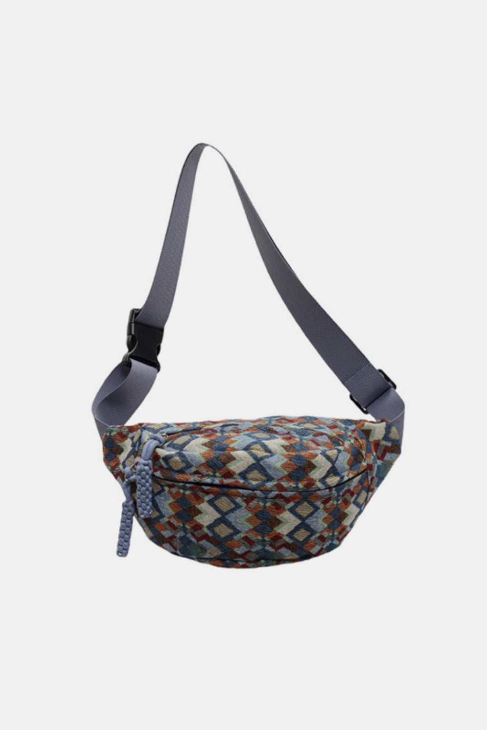 - Geometric Canvas Sling Bag - Dusty Blue / One Size - Optima Women