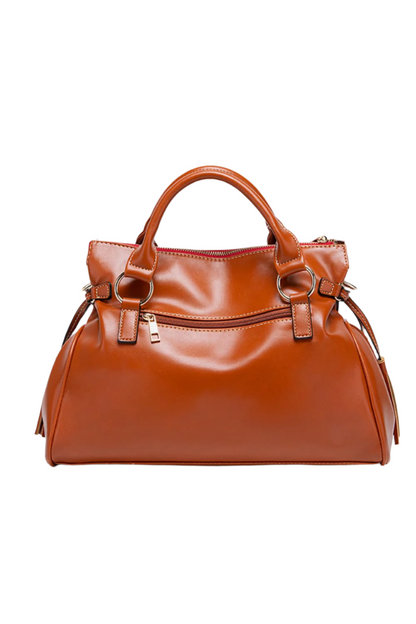 - Classic Handbag with Tassels - Caramel / One Size - Optima Women