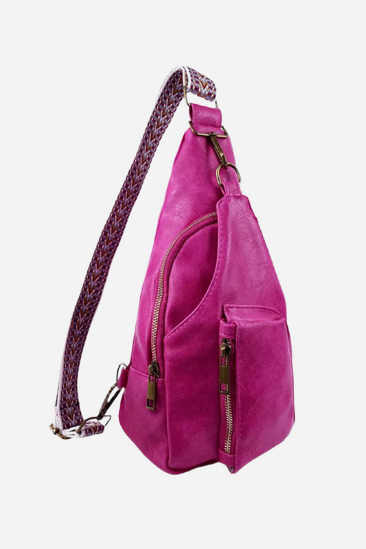 - All The Feels Leather Sling Bag - Magenta / One Size - Optima Women