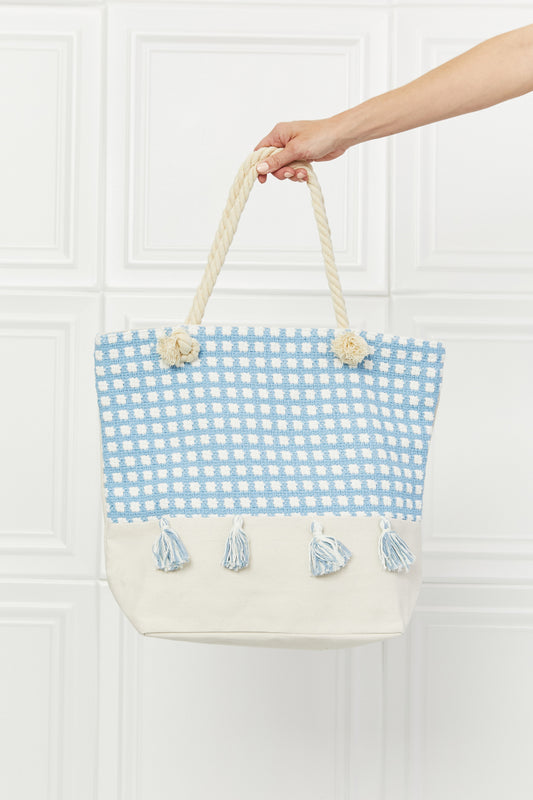 - Picnic Tassel Tote Bag - Chambray / One Size - Optima Women