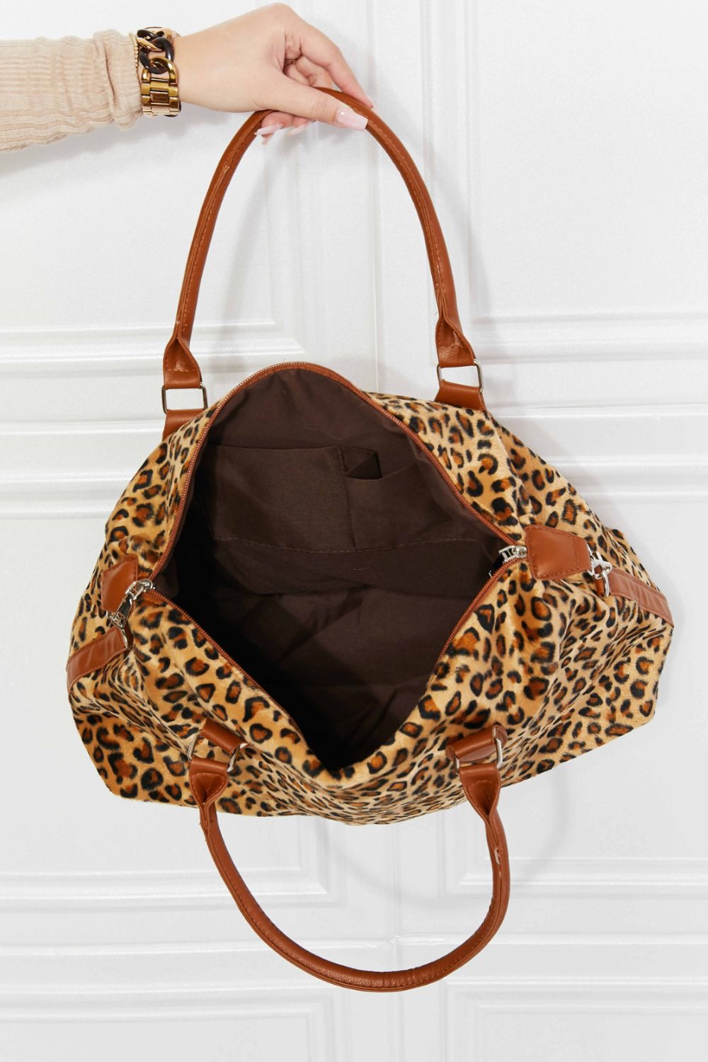 - Animal Print Brushed Weekender Bag - Black/White / One Size - Optima Women