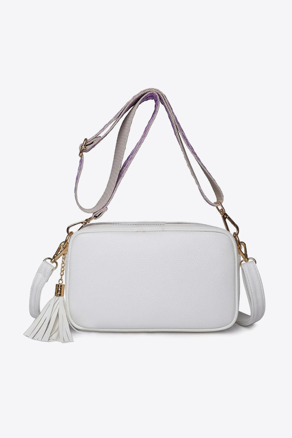 - Classic Leather Tassel Crossbody Bag - White / One Size - Optima Women