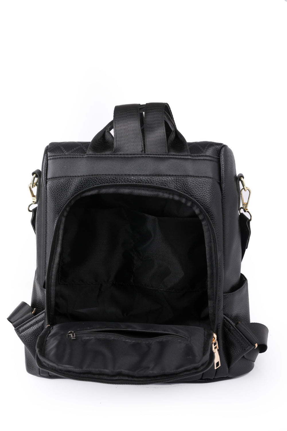 - Pum-Pum Zipper Backpack - Black / One Size - Optima Women