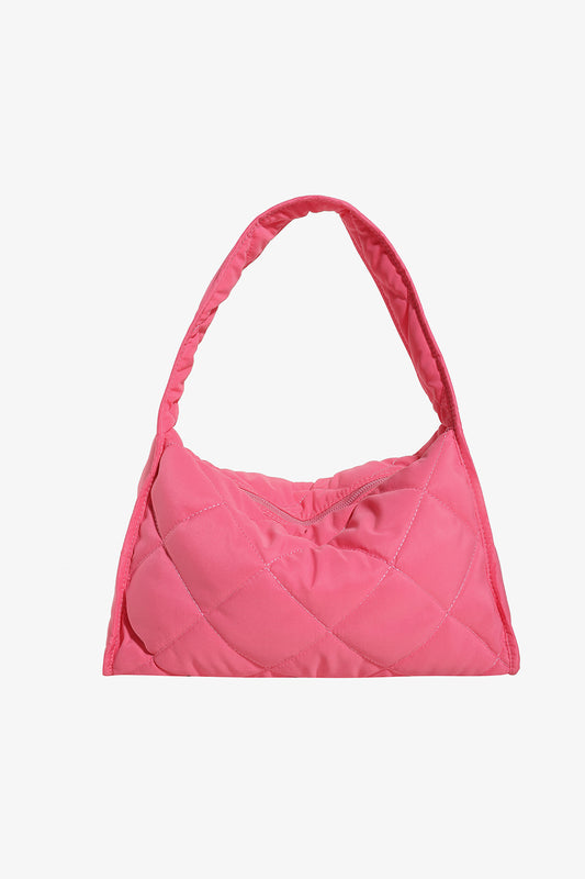 - Basic Quilted Shoulder Bag - Hot Pink / One Size - Optima Women