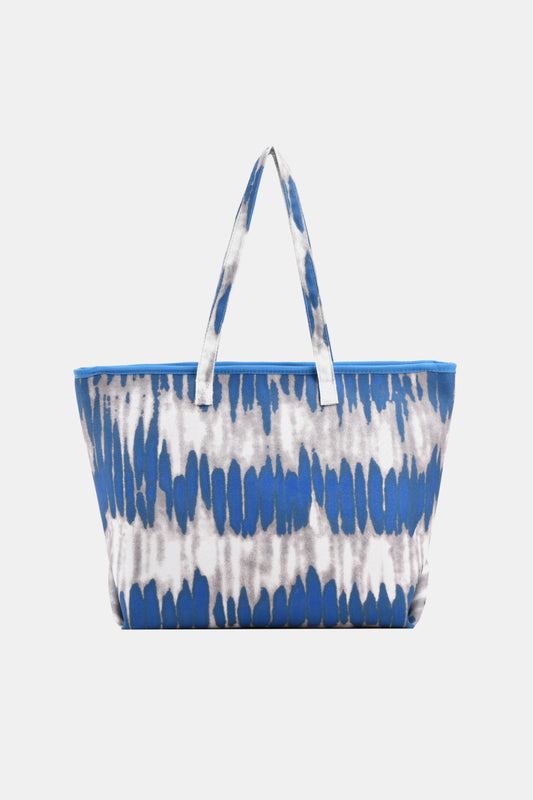 - Printed Leather Tote Bag - Blue / One Size - Optima Women