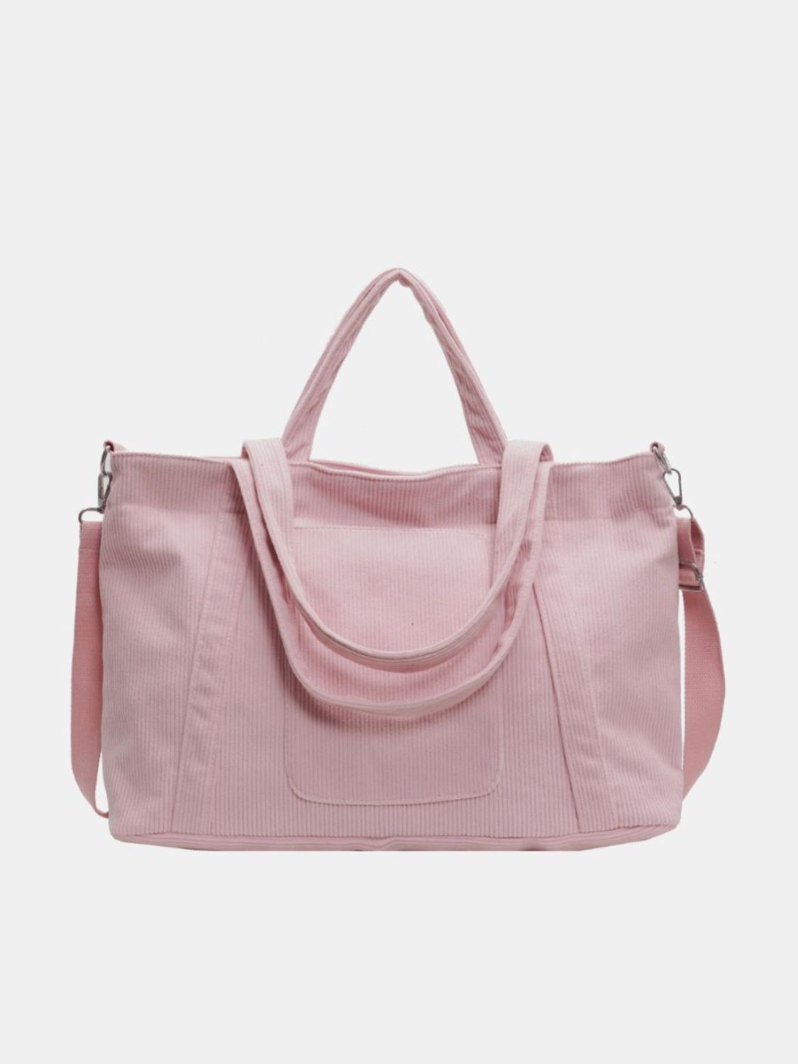 - Minimalist Corduroy Tote Bag - Pink / One Size - Optima Women