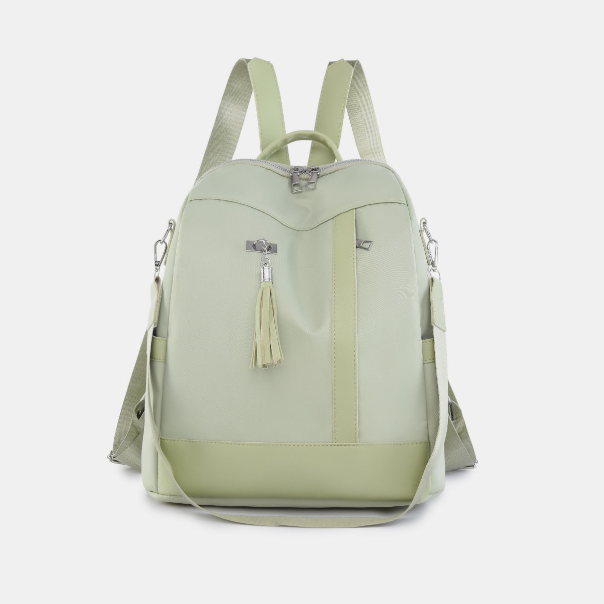 - Tassel Oxford Cloth Backpack - Light Green / One Size - Optima Women