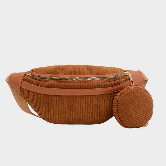 - Everyday Corduroy Sling Bag - Caramel / One Size - Optima Women