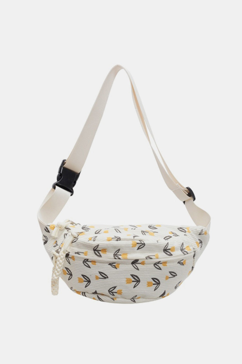 - Patterned Sling Bag - Flowers / One Size - Optima Women