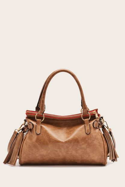 - Lara Leather Handbag - Khaki / One Size - Optima Women