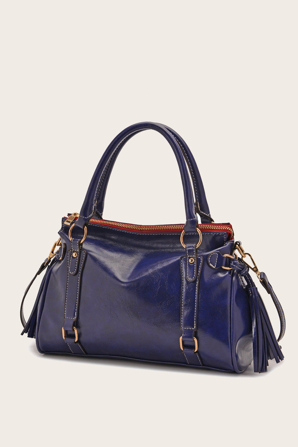 - Lara Leather Handbag - Dark Blue / One Size - Optima Women