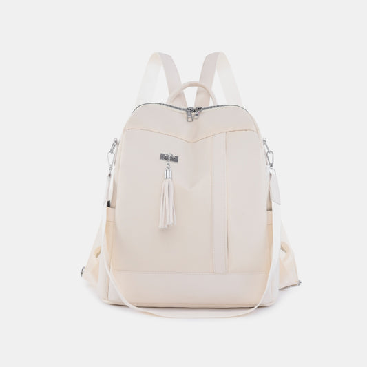 - Tassel Oxford Cloth Backpack - Ivory / One Size - Optima Women