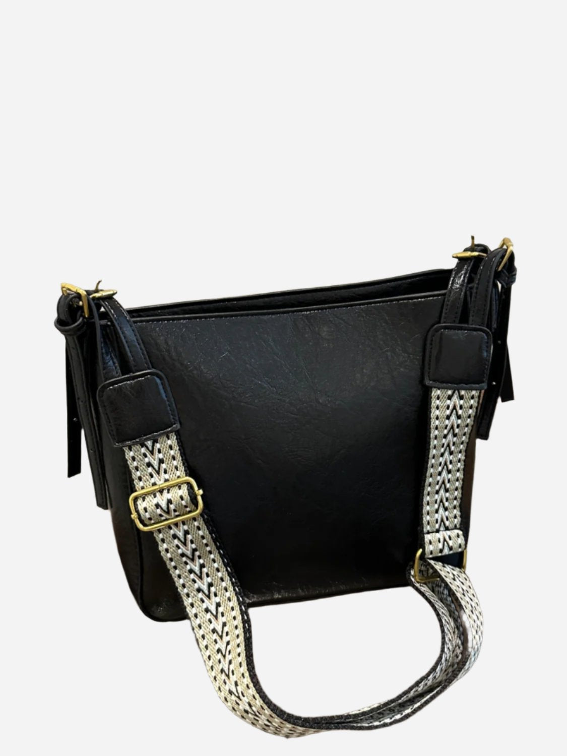 - Essential Leather Crossbody Bag with Pouch - Black / One Size - Optima Women