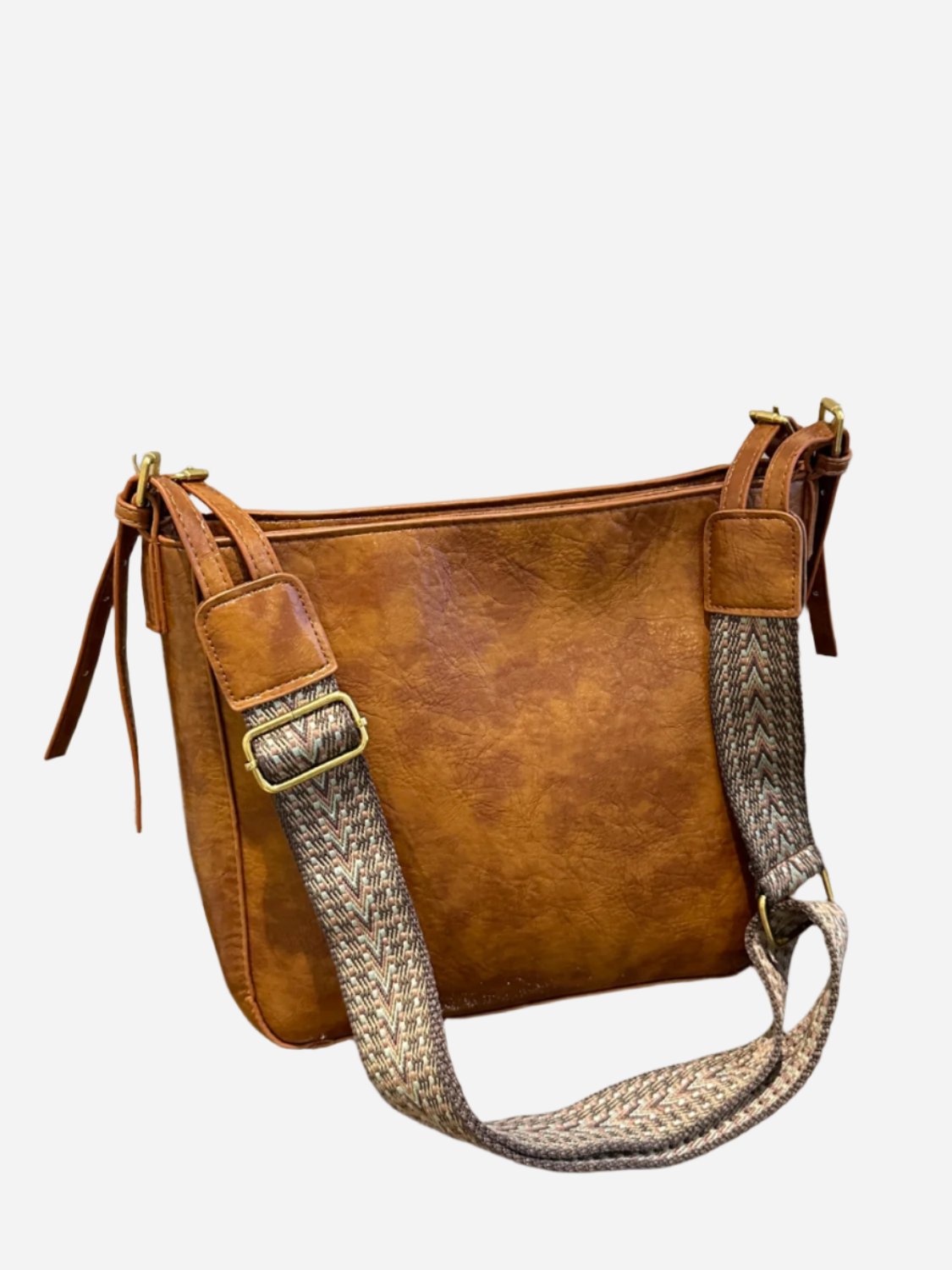 - Essential Leather Crossbody Bag with Pouch - Caramel / One Size - Optima Women