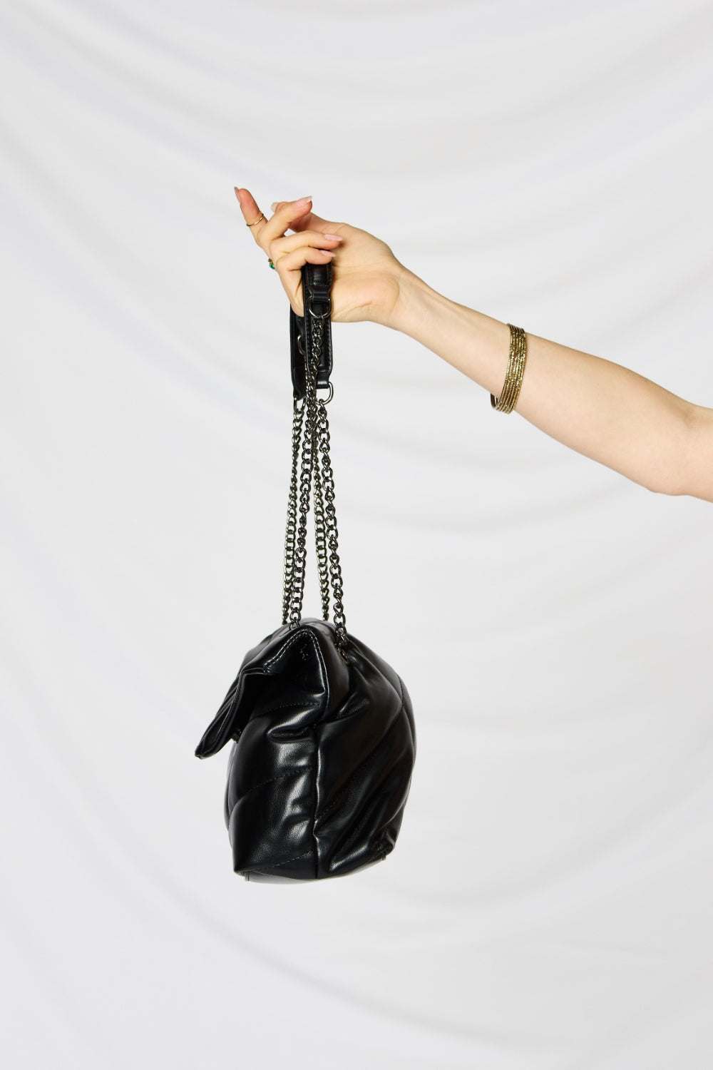 - Minimalist Chain Strap Shoulder Bag - Black / One Size - Optima Women