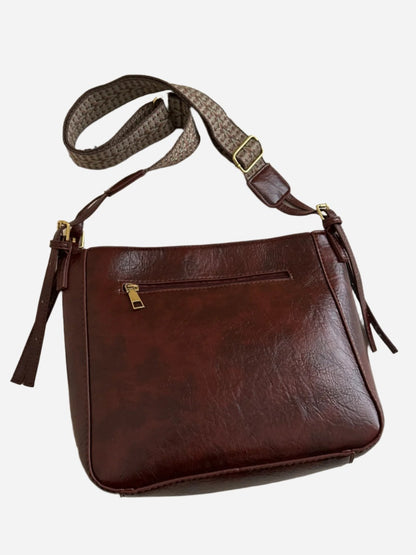 - Essential Leather Crossbody Bag with Pouch - Caramel / One Size - Optima Women