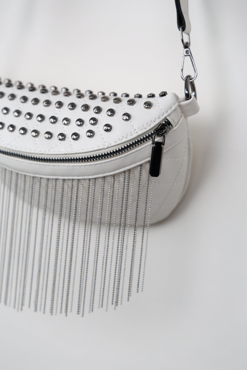 - Classic Studded Sling Bag with Fringes - Gold / One Size - Optima Women