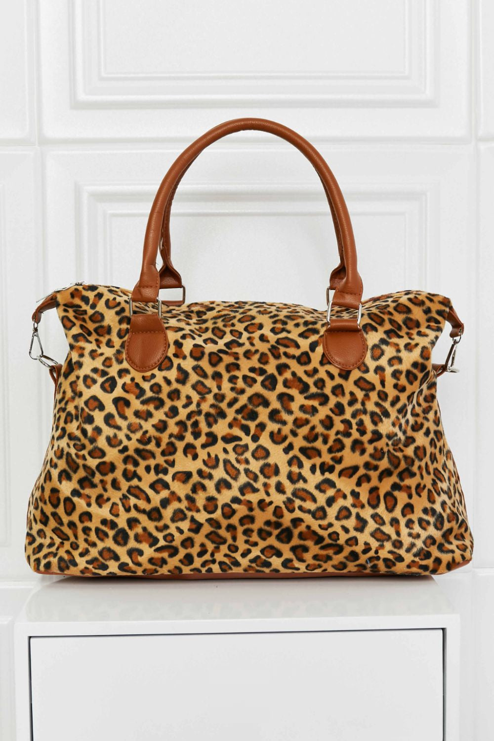 - Animal Print Brushed Weekender Bag - Black/White / One Size - Optima Women