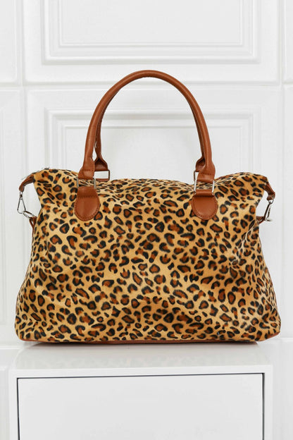 - Animal Print Brushed Weekender Bag - Black/White / One Size - Optima Women