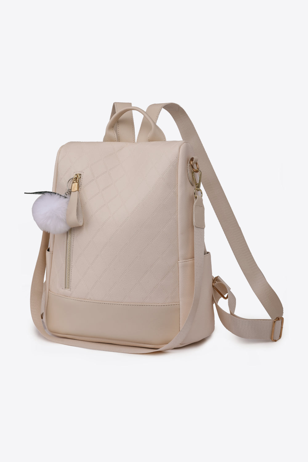 - Pum-Pum Zipper Backpack - Beige / One Size - Optima Women