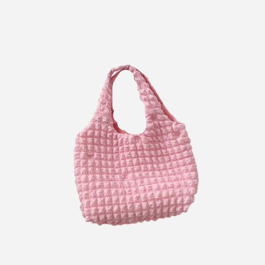 - Ruched Large Handbag - Blush Pink / One Size - Optima Women