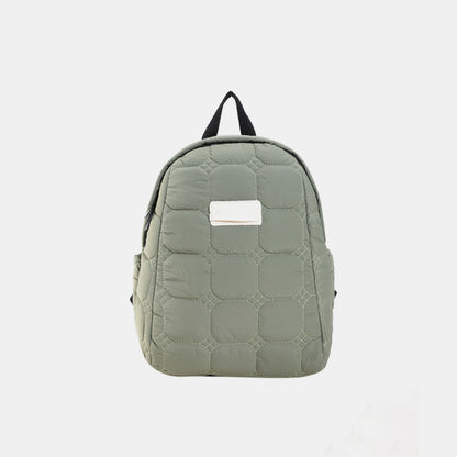 - Quilted Polyester Backpack Bag - Army Green / One Size - Optima Women