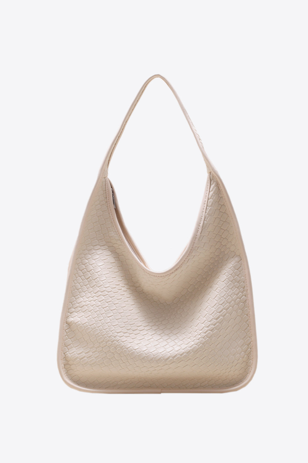 - Minimalist Textured Leather Shoulder Bag - Ivory / One Size - Optima Women