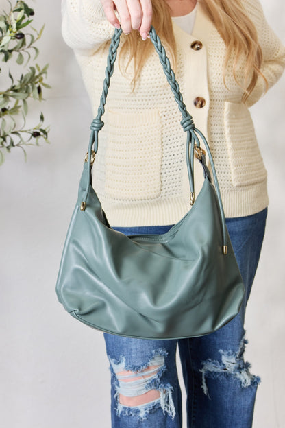 - Minimal Braided Strap Shoulder Bag - Blue / One Size - Optima Women