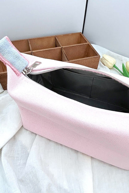 - Waterproof Canvas Cosmetic Bag - Pink / One Size - Optima Women