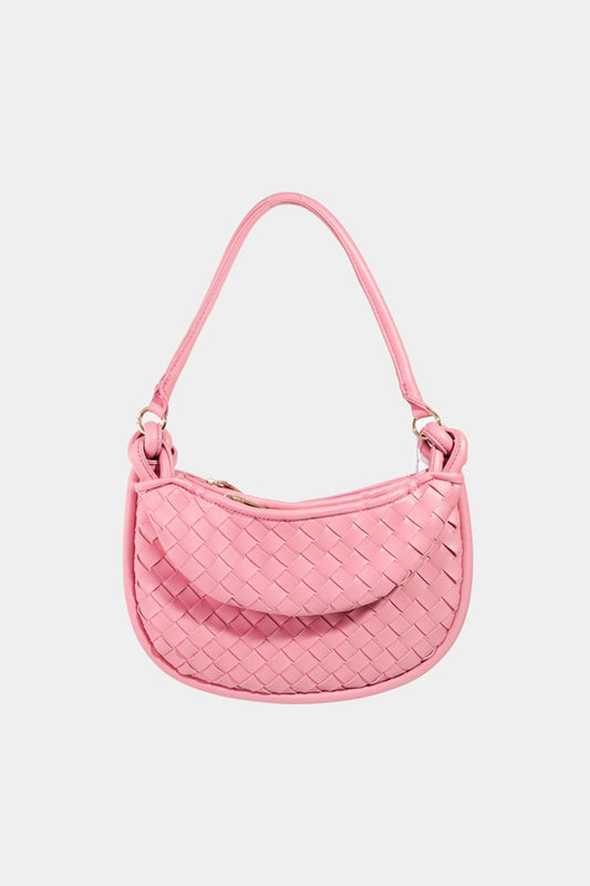 - Leather Weave Handbag - Pink / One Size - Optima Women