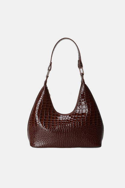 - Stone Texture Shoulder Bag - Chocolate / One Size - Optima Women