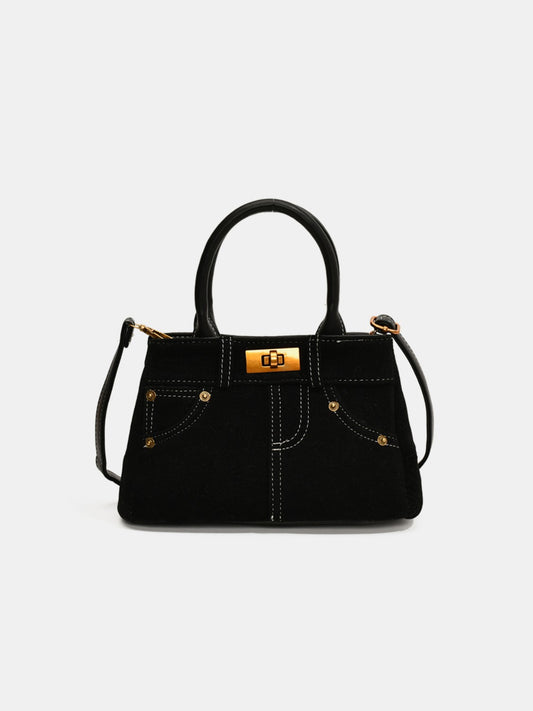 - Mini Suede Convertible Handbag - Black / One Size - Optima Women