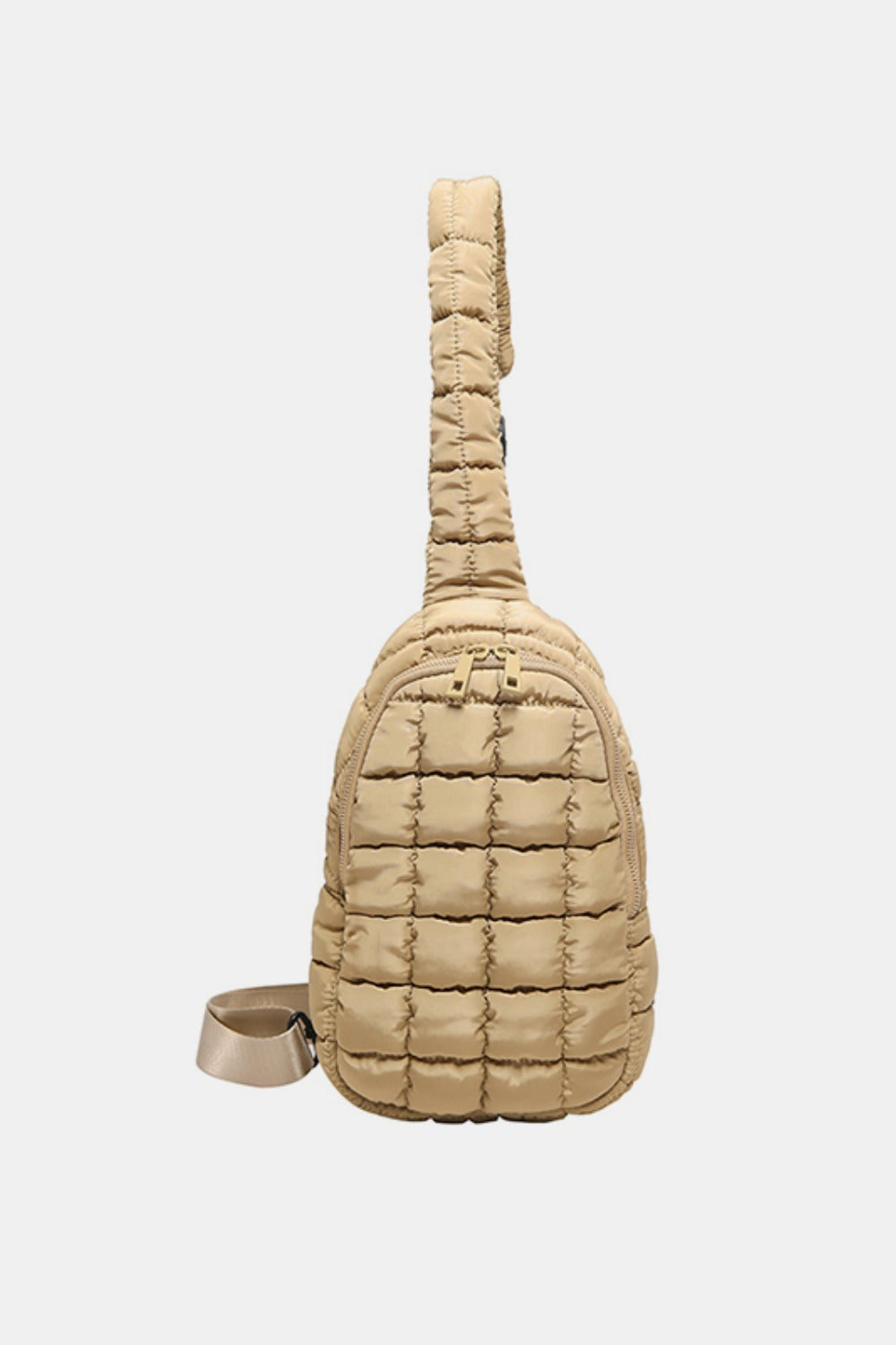 - Basic Quilted Sling Bag - Camel / One Size - Optima Women