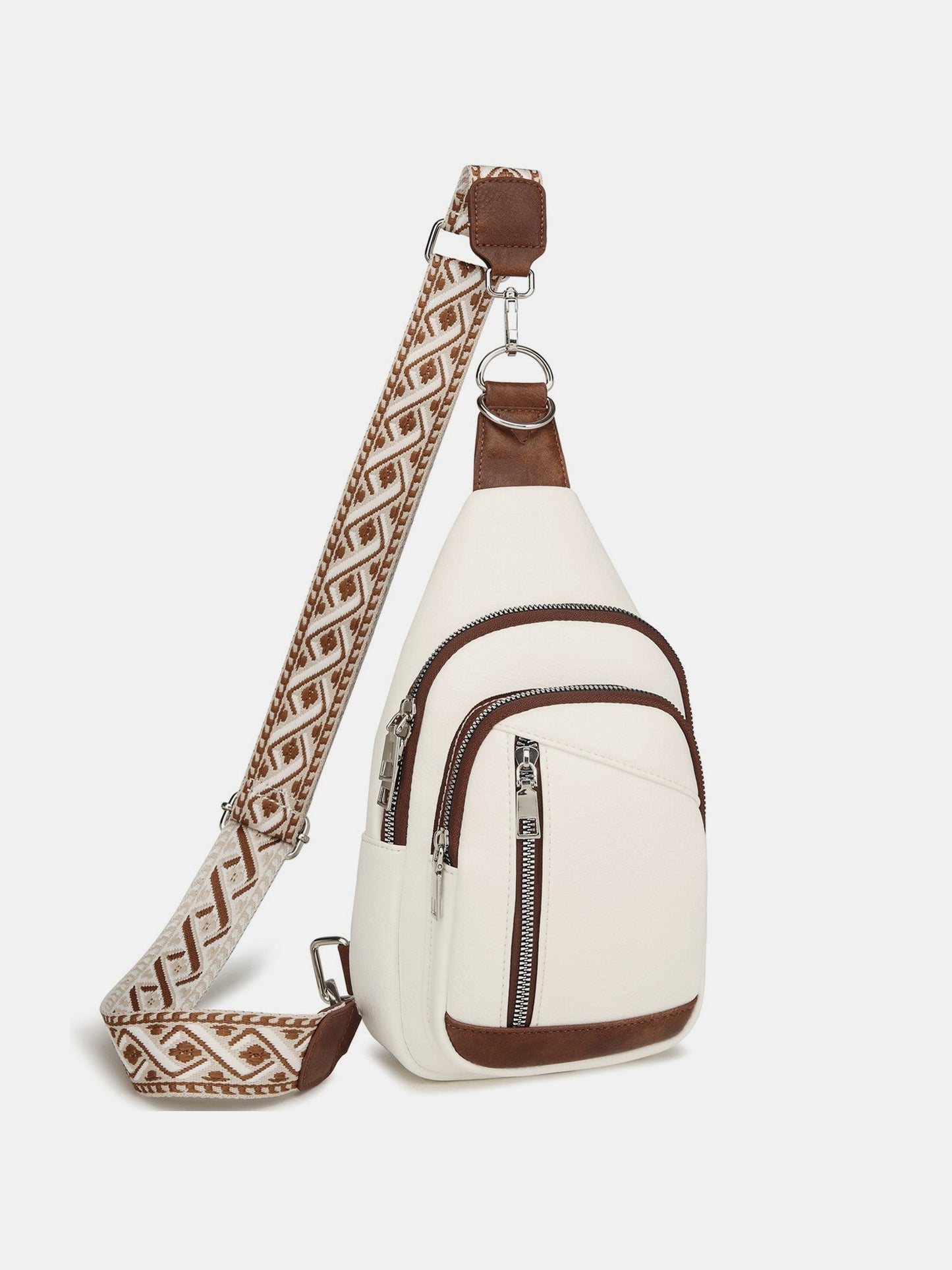 - Classic Leather Convertible Sling Bag - White / One Size - Optima Women