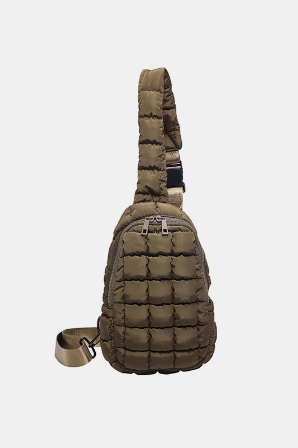 - Basic Quilted Sling Bag - Coffee Brown / One Size - Optima Women