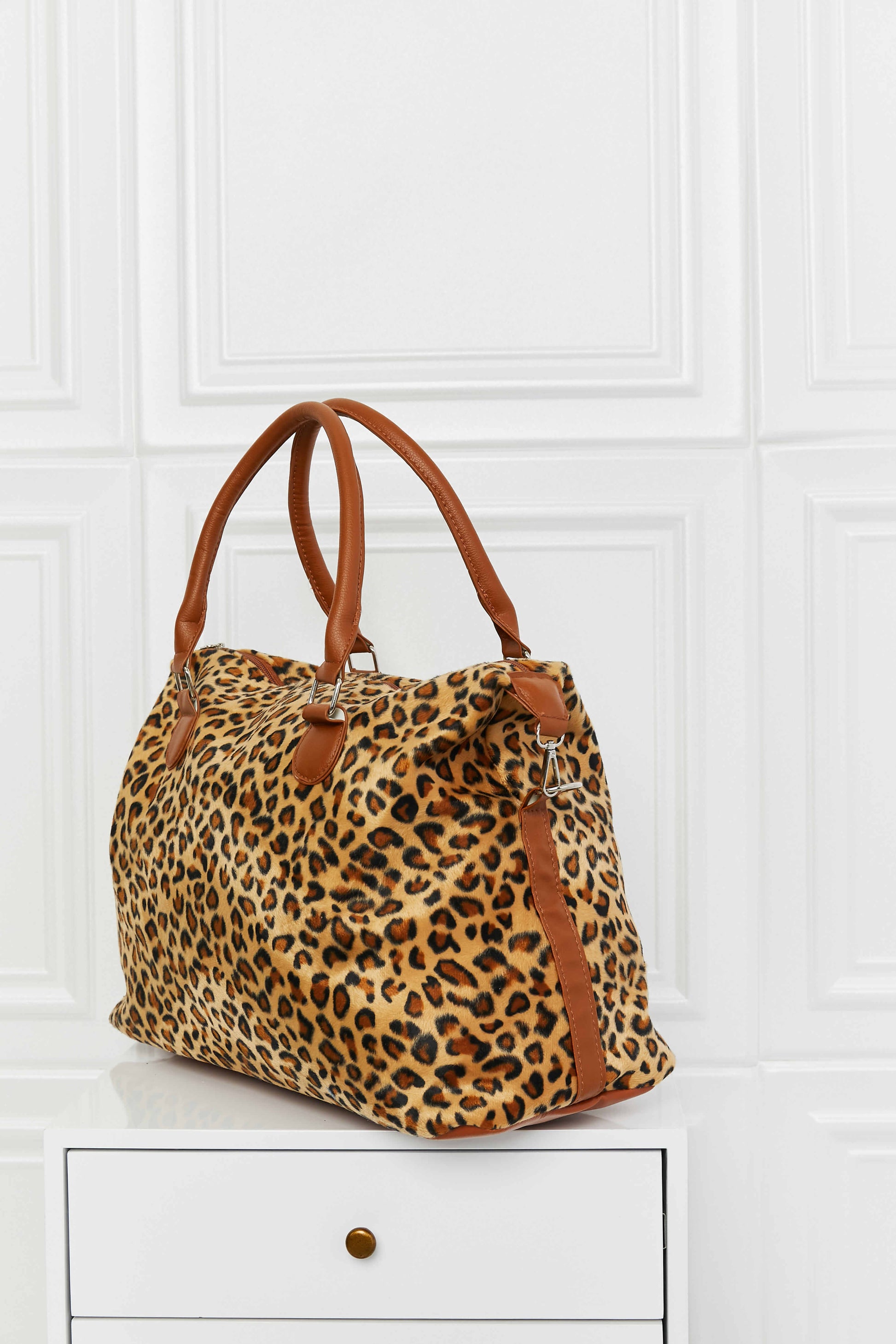 - Animal Print Brushed Weekender Bag - Black/White / One Size - Optima Women