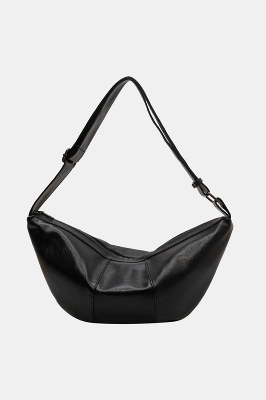 - Basic Leather Sling Bag - Black / One Size - Optima Women