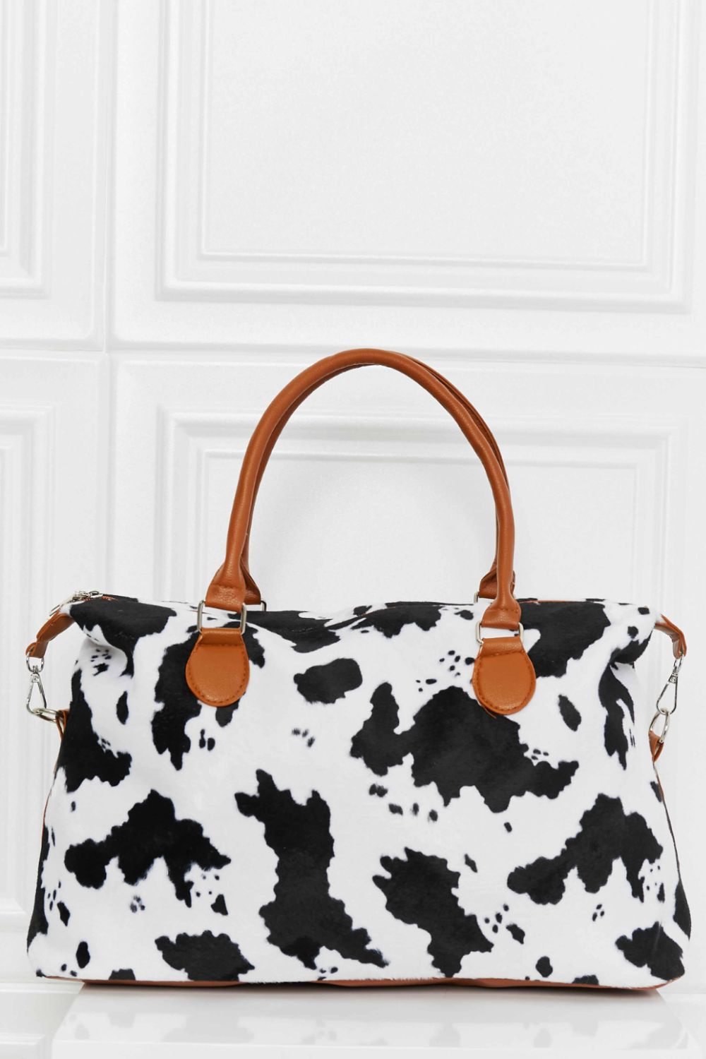 - Animal Print Brushed Weekender Bag - Black/White / One Size - Optima Women