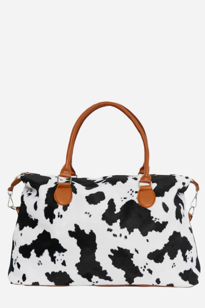 - Animal Print Brushed Weekender Bag - Black/White / One Size - Optima Women