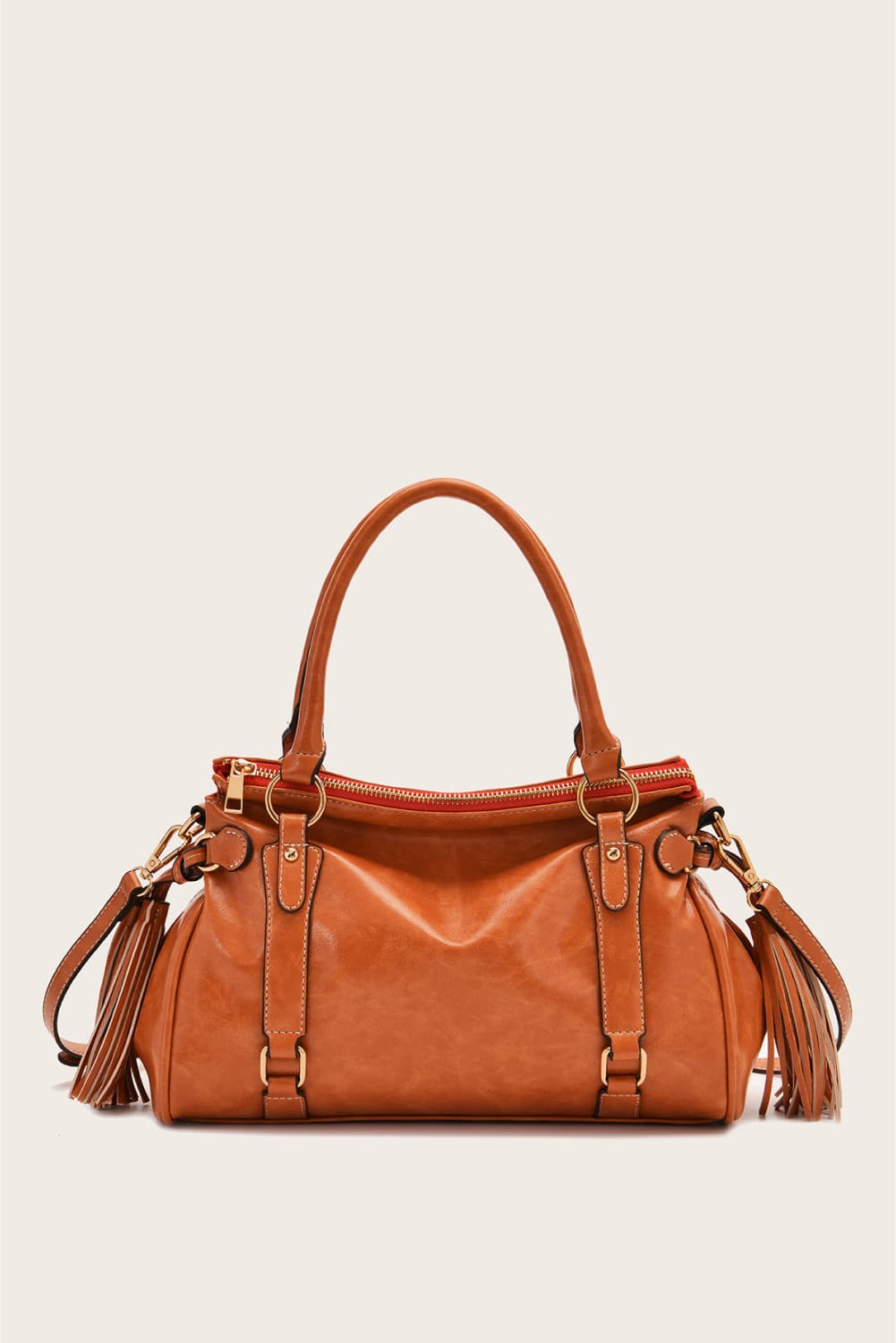 - Lara Leather Handbag - Caramel / One Size - Optima Women